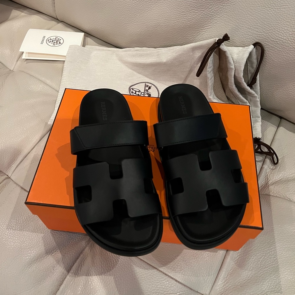 Hermes Chypre Dad Sandals Black size 37 New
